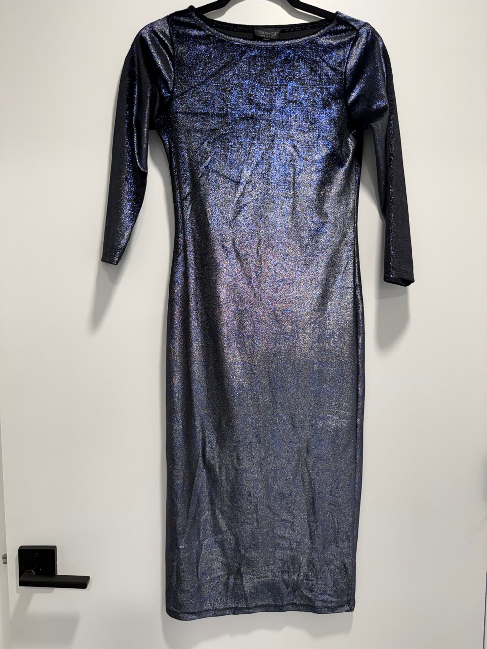 Topshop Glitter Velvet Bodycon Midi Dress